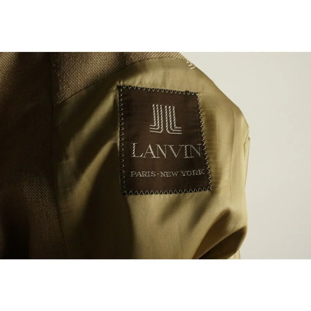 Lanvin Men's 40R Light Brown Woven Wool‎ Notch Lapel Two Metal Button Sport Coat